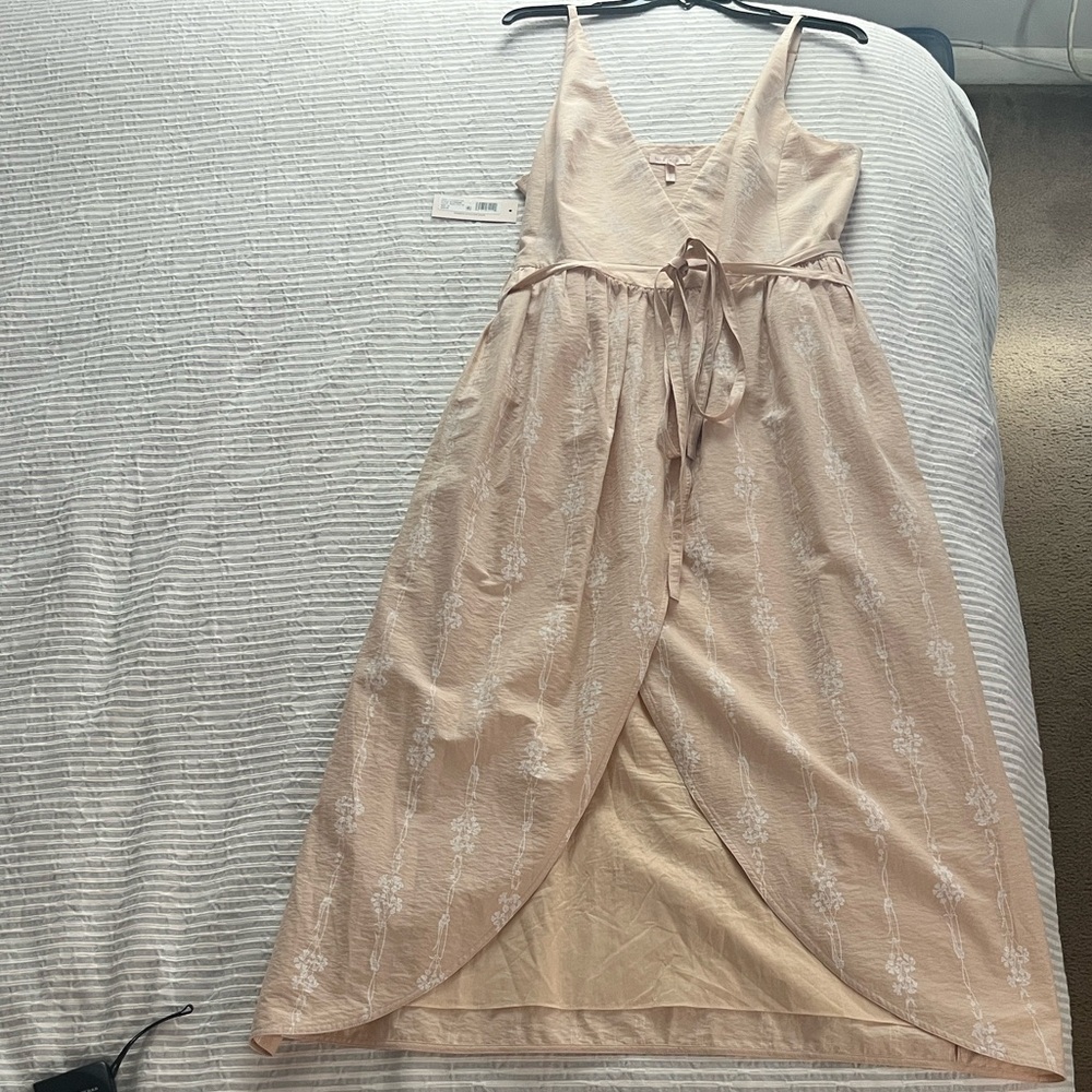 Rebecca Taylor Tan & White Tulip Wrap Dress